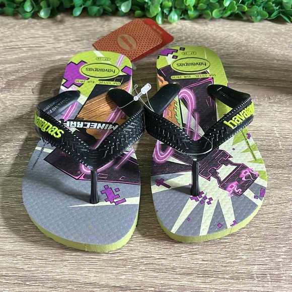 Havaianas Kids Top Minecraft Olive Flip Flops Size 11/12c - Picture 3 of 9